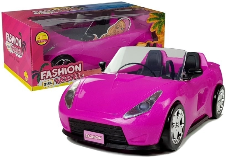 Roze cabriolet voor poppen 34 cm