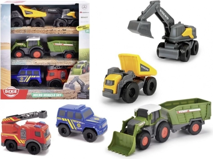 Dickie toys city micro set voertuigen 6 stuks