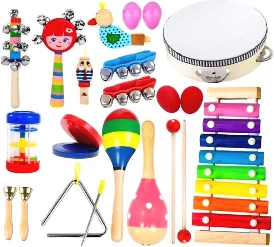 Houten set kindermuziekinstrumenten