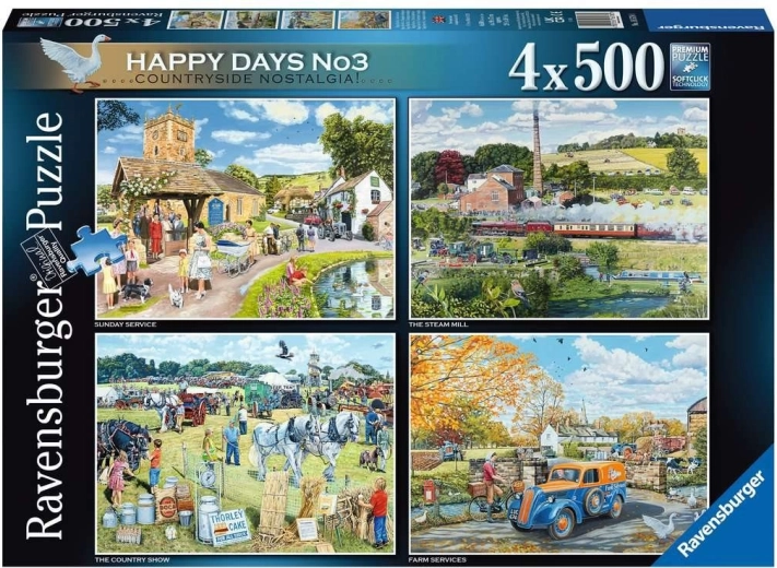 Ravensburger Puzzle Happy Days: herinneringen aan het platteland 4x500 stukjes