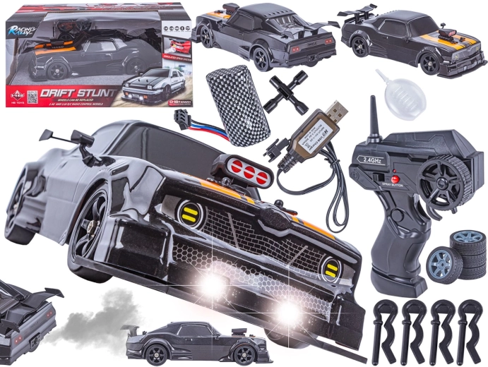 RC driftauto Dodge 1:16 4WD 2,4 GHz met LED-lampen en stoomeffect - 1 stuk
