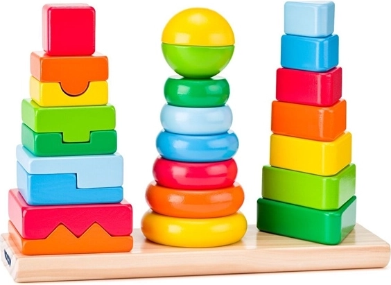 WOODY houten rijg- en stapeltorens met basis