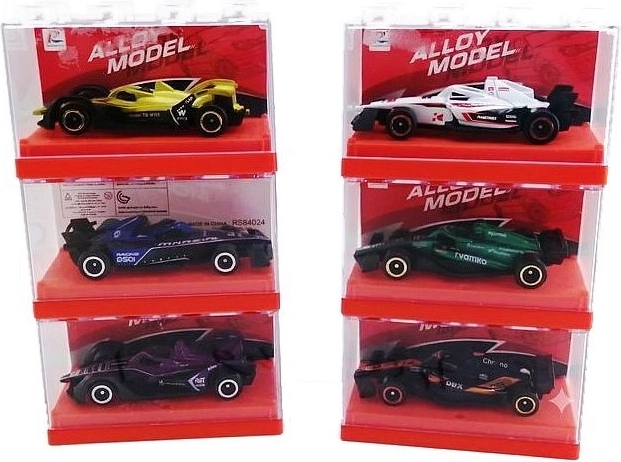 Metalen raceautootje 8 cm in transparant doosje - 1 stuk