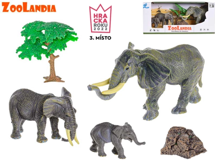 Zoolandia set figuurtjes van een olifant met jong(en) en accessoires