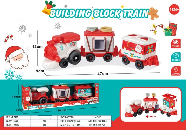 Kersttrein met wagonnetjes en vormen voor kinderen
