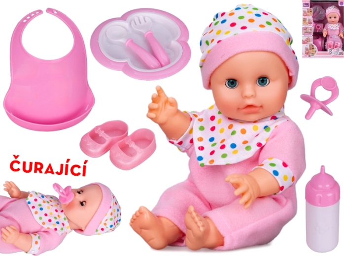 Knipperende pop met plassefunctie 30 cm – roze