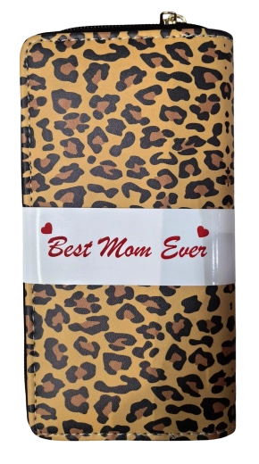 Roze damesportemonnee met luipaardprint, klein
