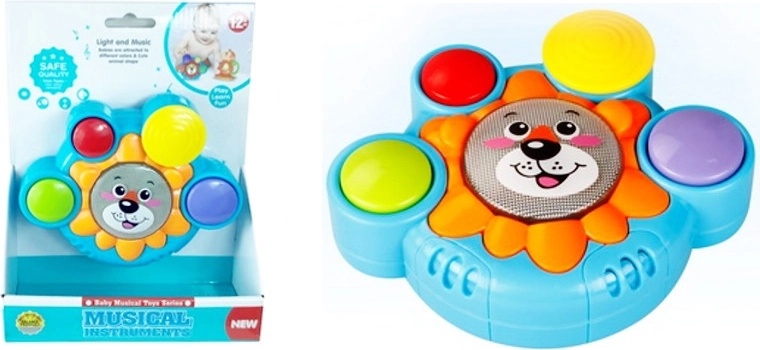 Interactieve kindertrommel met leeuw