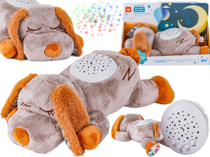 Pluchen hondje met projector en witte ruis - 1 stuk
