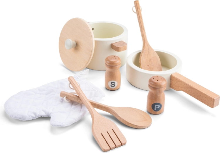 Houten kinderkeuken wit met rotandetails