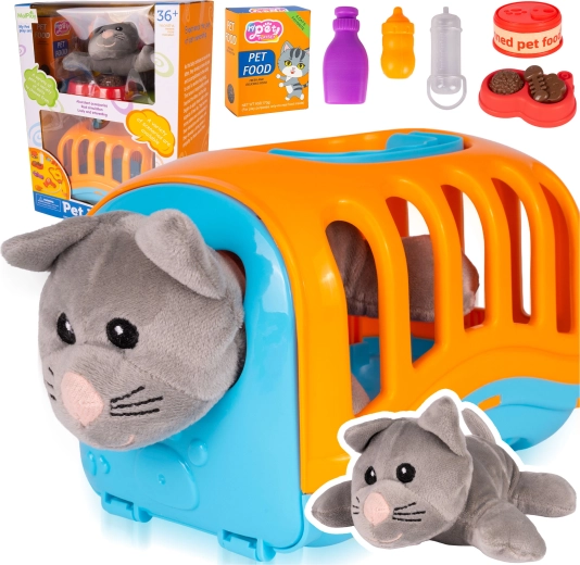 Draagbare transporter met pluchen kitten knuffelspeelgoed