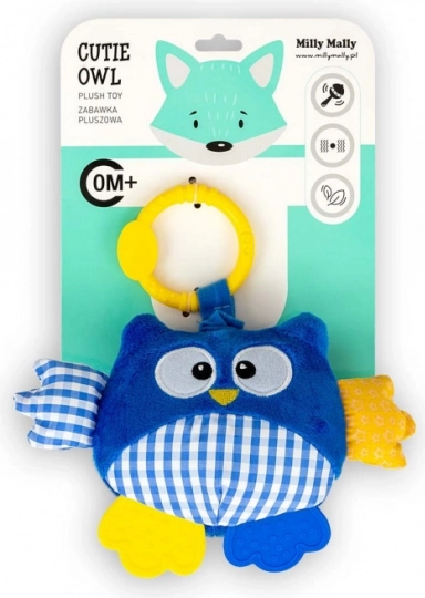 Pluchen hangertje uil blauw
