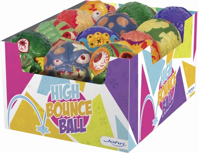 John rubberen kinderbal met monsterdesign, 8 cm - 1 stuk