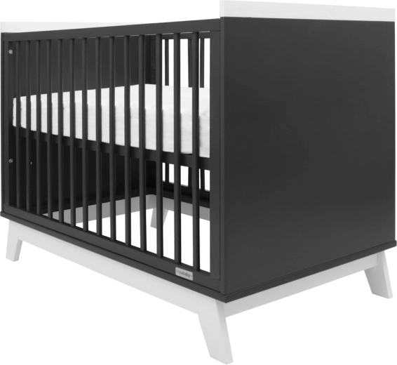 Kinderledikant met barrière New Baby Marcus 120 × 60 cm grafiet/wit