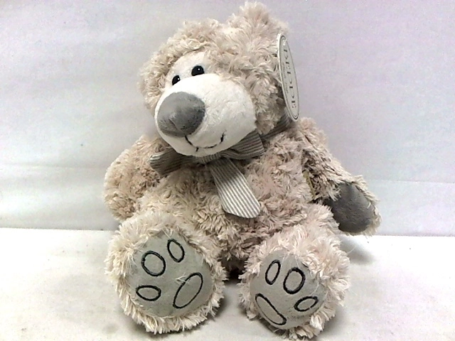 Pluche teddybeer met strikje, ecru, 27 cm