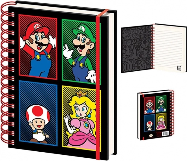 Ringbandnotitieblok A5 SUPER MARIO – gelijnd, 4 kleuren