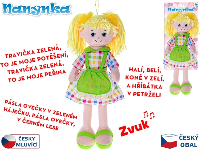 Pratende en zingende stoffen pop Nanynka 50 cm