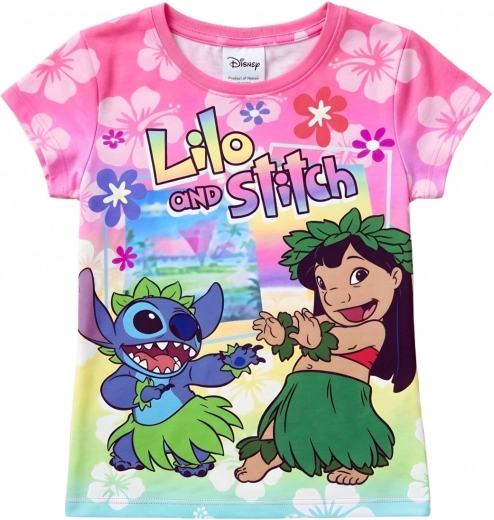 Kinder T-shirt Lilo en Stitch frambooskleurig