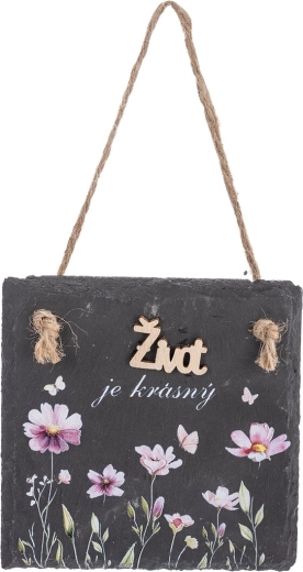 Leisteenbordje van natuurleisteen met opschrift „Leven…” 12 × 12 cm