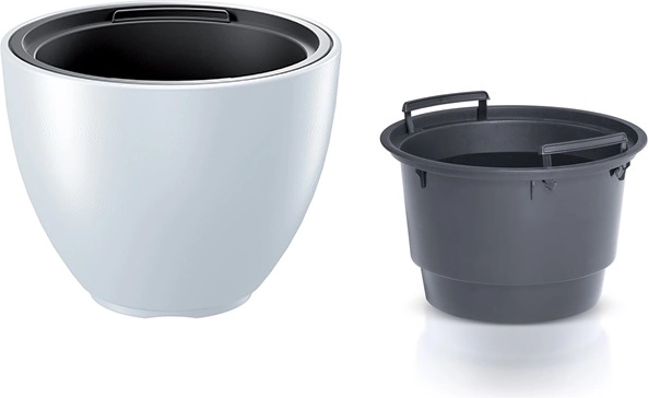 Bloempot met inzet 29,8 cm wit HEOS