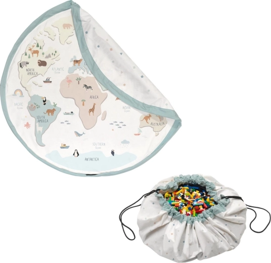 Play&Go Noomad original speelkleed en speelgoedzak world map colour