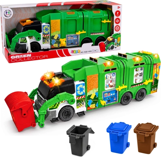 Grote interactieve vuilniswagen met licht en geluid, 52 cm
