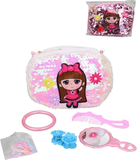Kinderhandtas met pailletten en kappersaccessoires - 1 stuk