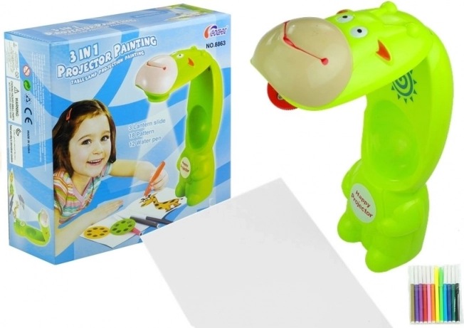 Kinderprojector giraffe om te tekenen met schrift en waterstiften