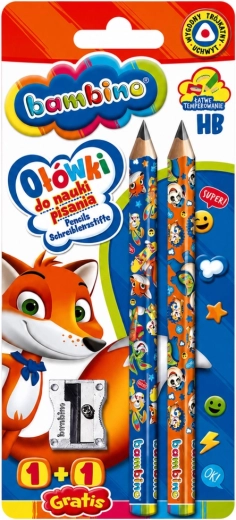 Driehoekige jumbo potloden om te leren schrijven Bambino 2 stuks met puntenslijper