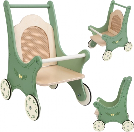 Houten vintage kinderwagen voor poppen