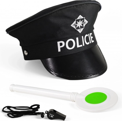 Set voor kleine politieagent met bord en fluitje