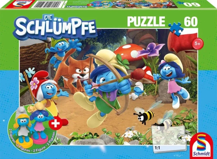Azrael in het Smurfendorp – puzzel 60 stukjes met extra (2 figuren)