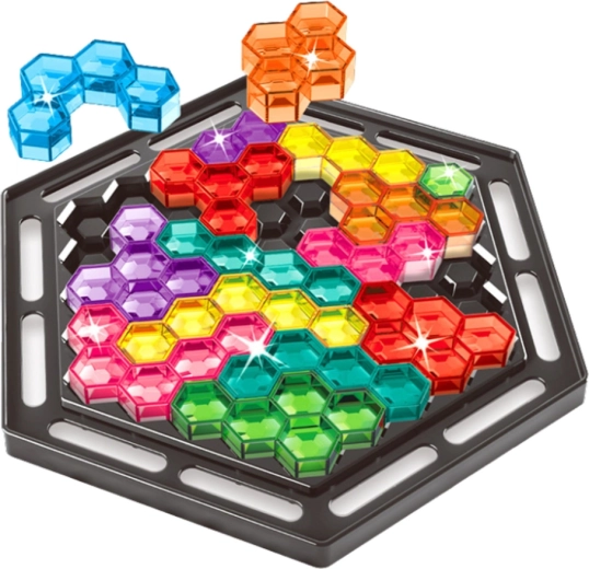 Hexagonale plaat met transparante stukjes