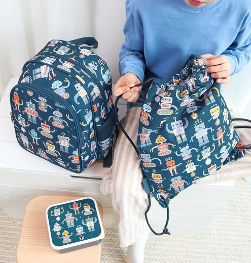 Speels robottenmotief dat past bij andere items