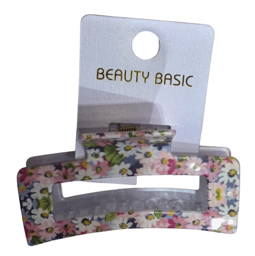 PINK elegante grote haarklem met bloemen multicolor
