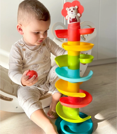 Woopie Baby spiraalvormige knikkerbaan met 6 knikkers