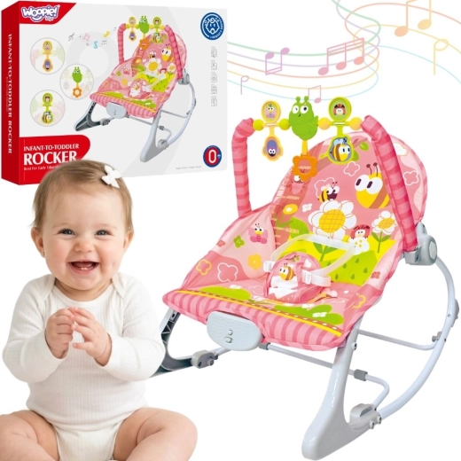 Woopie Baby roze vibrierend wipstoeltje met speelboog