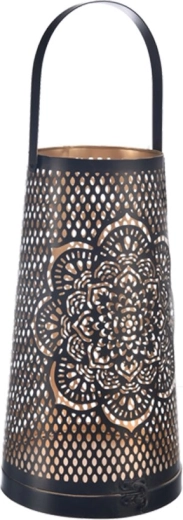 Metalen kandelaar Mandala zwart-goud 30 cm