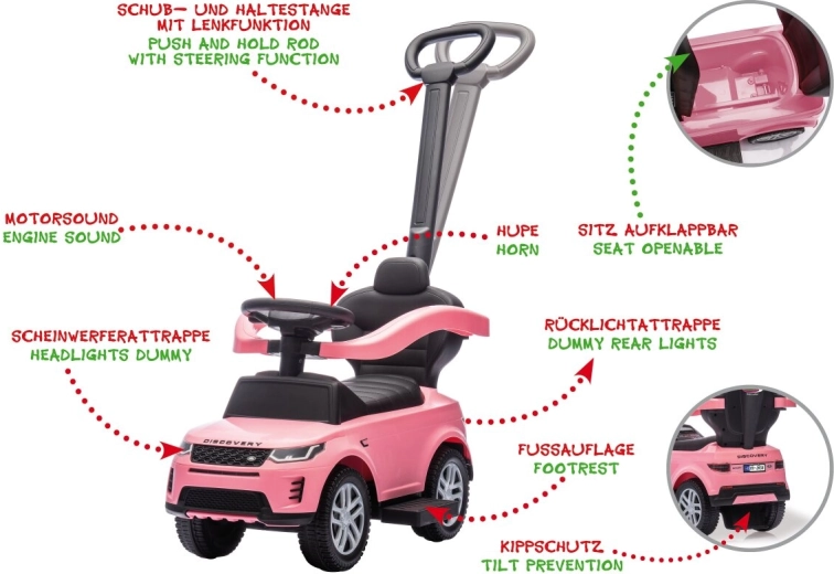 Loopwagen Land Rover Discovery 3-in-1 roze