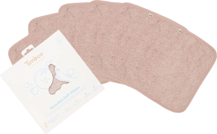 Timboo herbruikbare zachte doekjes misty rose (6 stuks)