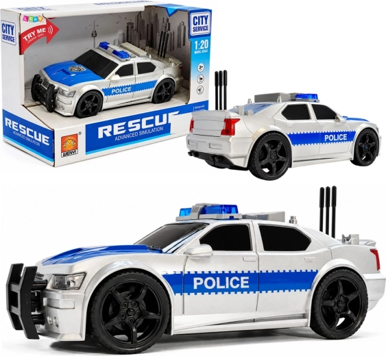 Politieauto op batterijen 1:20 met licht en geluid, zilver