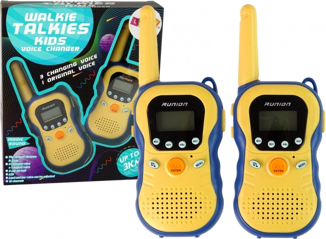 kinderwalkietalkies met stemvervorming, geel (2 stuks)