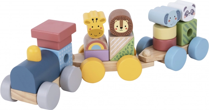 houten treintje met dieren TOOKY TOY – montessori stapelbare bouwset