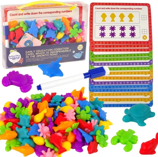 Woopie educatieve Montessori-set voor het leren tellen en kleuren sorteren Zeewereld 111 stuks