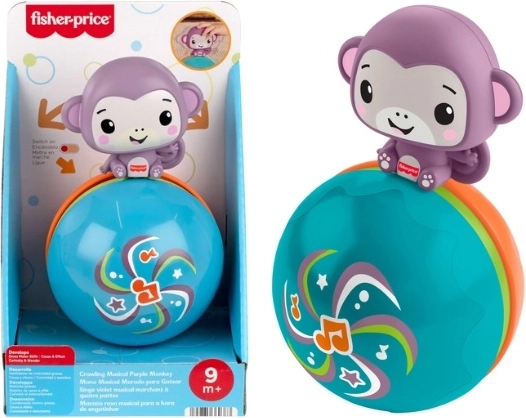 Fisher-Price paarse aap met bal om te kruipen