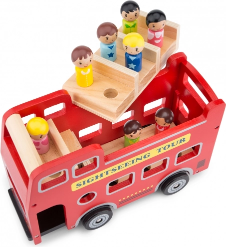 Rode stadsbus met figuren