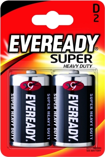 Batterijen D R20 1,5 V zinkchloride, 2 stuks – ENERGIZER Eveready Super Heavy Duty