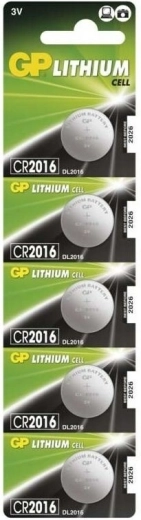 GP lithium knoopcelbatterij CR2016 5 stuks