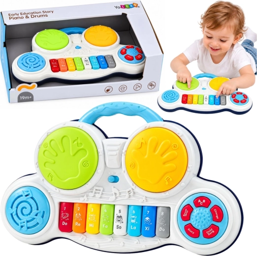 Interactieve kinderpiano met trommels en dierengeluiden