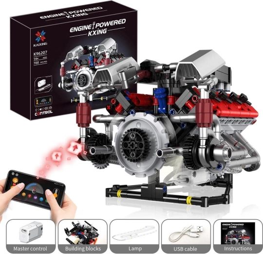 Bouwset motor met USB-opladen en LED-verlichting (700 onderdelen)
